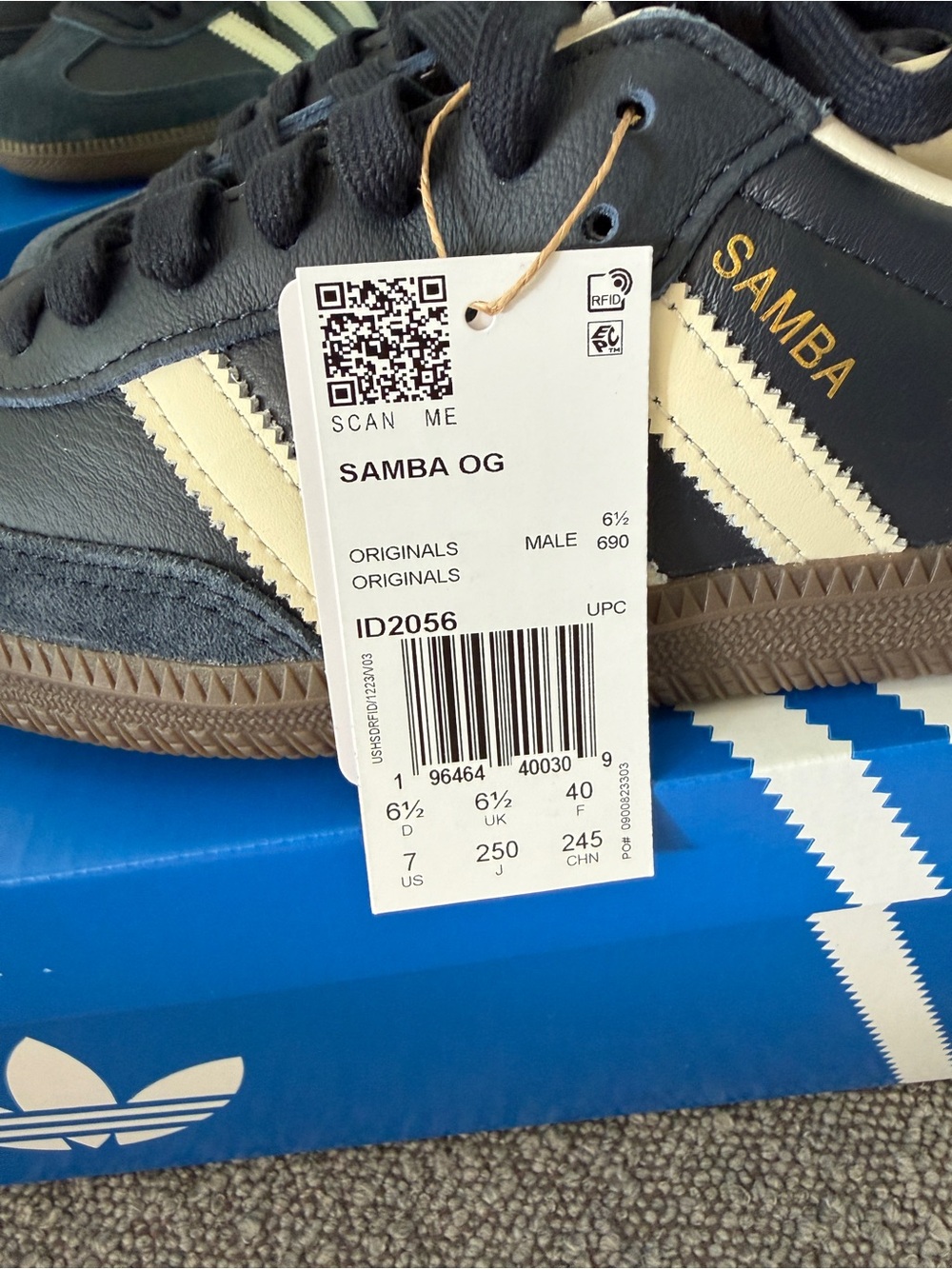 Adidas Samba OG, Night Navy Gum Cream White, Men's Size 7, NWT - Picture 7 of 13